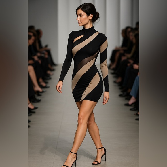 Nude Illusion Dress Chic Womenswear Elegance Lady Summer Comfort Evening - Picture 6 of 9